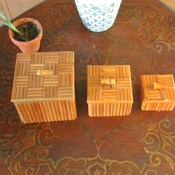 Other - Set of 3 nesting boxes wood and bamboo